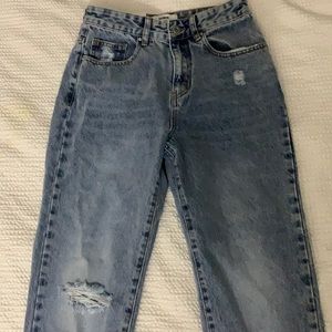 Distressed mom jeans